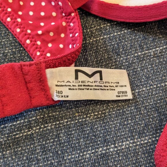 Maidenform Polka Dot Red Bra 38D - Picture 4 of 5